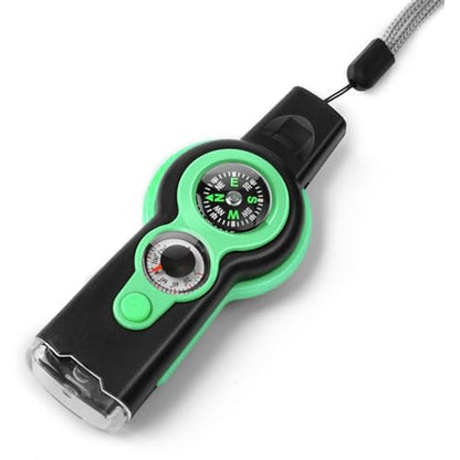 Emergency Survival Function Whistle, Outdoor Multifunctional Tool Safety Whistle with Lanyard, Ideal for Kayaking, Boating, Hiking, Camping, Climbing, Hunting,Rescue Signaling - color: green1pcs