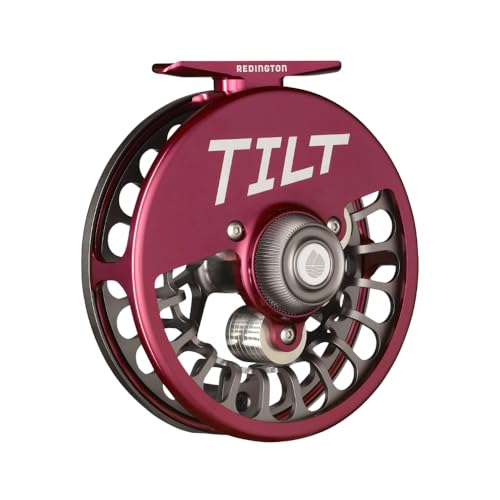 Redington Tilt Euro Nymph Reel - 2-5 Fly Reel for Euro Nymph Fishing - Large Arbor Design - Smooth Drag - Removable Weights for Perfect Balance on Any Fly Rod - 100yds/20lb Capacity - color: Garnet/Gunmetal