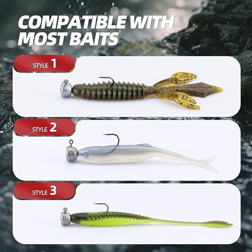 Ned Rig Jig Heads Kit – 30pcs Mushroom Jighead Hooks for Bass & Crappie Fishing Lures, Perfect for Soft Plastic Baits in Freshwater & Saltwater - size: 1/8oz