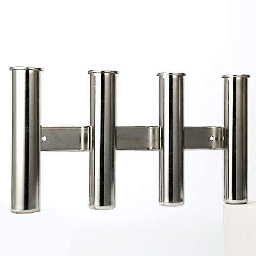 Amarine Made 4 Tube Fishing Rod Rack Mirror Finish Stainless Steel 316 Wall / Side Mounted Rod Holder for Boat Yacht