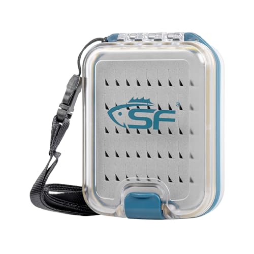 SF Plastic Waterproof Pocket Fly Fishing Box Double Side Clear Lid Easy Grip Foam with Lanyard Mini Fly Box - style: Easy Grip Foam-Lanyard