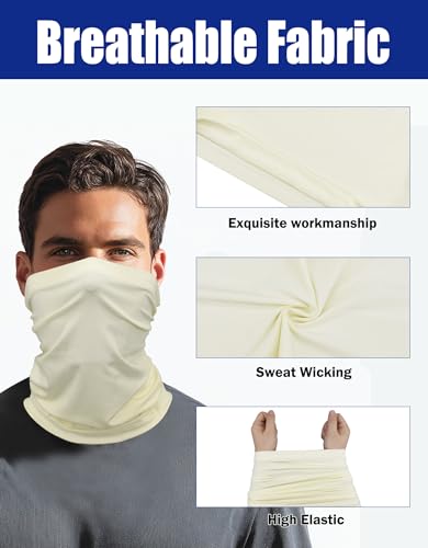 JHYWELL Cooling Neck Gaiter Face Mask, UV Protection Masks Gator, Windproof Bandana for Skiing, Fishing, Hiking, Cycling - color: Beige