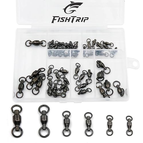 FishTrip 30/50 Pack Ball Bearing Fishing Swivels for Saltwater Freshwater | High Strength, Stainless Steel Swivels Fishing Tackle Solid Welded Rings Barrel Swivels Fishing Connectors Size 0#-10# - size: Assorted_50PCS
