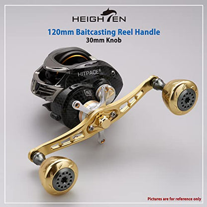HEIGHTEN 120mm Fishing Reel Handle for Shimano Daiwa Abu Garcia Penn Kastking Lew's Baitcasting Reel Power Crank Accessory (120mm Handle 30mm Knob - Gold & Silver) (0546) - color: 120mm Handle 30mm Knob - Gold & Silver