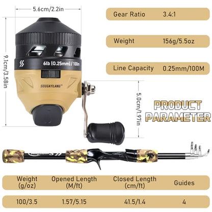 Sougayilang Kids Fishing Rod and Reel Combo,Light Weight Fishing Pole with Spincast Fishing Reel Tackle Bag Lures for Youth,Girls and Boys Good Starter Fishing Kit - color: Yellow
