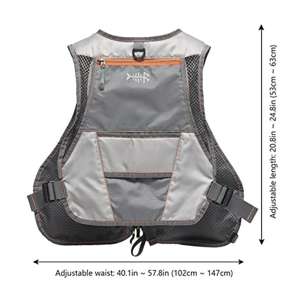 BASSDASH Fly Fishing Vest Adjustable Size with Detachable Water Bottle Holder for Men and Women FV07 - color: Men’s Size - Grey/Chocolate