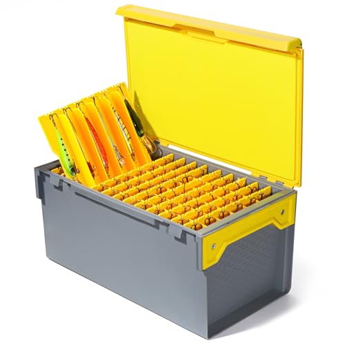 RUNCL Fishing Large Tackle Box – Rigid Hard Lure Organizer for Hard Bait Storage, Capacity Multi-Slot Organizer for Home Storage & Outdoor Freshwater and Saltwater Fishing - size: Large