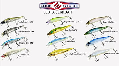 Luck E Strike STX Jerkbait, 4.5 Inch Suspending Hydrodynamic Fishing Lure, Made in The USA - color: Deadly Black