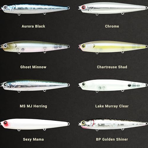 LUCKY CRAFT Gunfish 95 3 Hook Freshwater Fishing Lures and Bait for Bass Fish, Topwater Fish Line, Surface Bait with Treble Hooks, Fishing Gear for Tackle Box - color: 238 Ghost Minnow