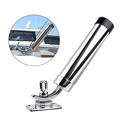 Deck Mount Fishing Rod Holder, Marine Grade Stainless Steel Adjustable Fishing Rod Holders, Support for Marine Boat Yacht - color: Silver 8201SA