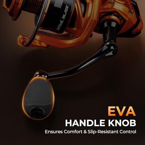 KastKing Lethal Blaze Spinning Fishing Reel, 17.6LBs Max Drag, 5.2:1 Gear Ratio, Ultra-Smooth Freshwater & Inshore Spinning Reel, CNC Aluminum Spool, Ideal for Bass & Trout Fishing - size: 5000