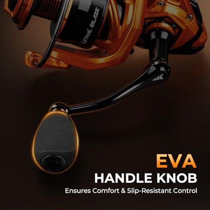 KastKing Lethal Blaze Spinning Fishing Reel, 17.6LBs Max Drag, 5.2:1 Gear Ratio, Ultra-Smooth Freshwater & Inshore Spinning Reel, CNC Aluminum Spool, Ideal for Bass & Trout Fishing - size: 3000