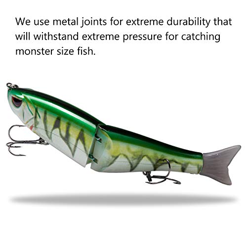 Bassdash SwimShad Glide Baits Jointed Swimbait Bass Pike Salmon Trout Muskie Fishing Lure - color: Firetiger, size: 7in/2.2oz