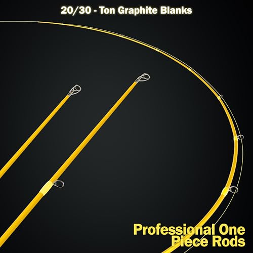 Next 1 Freshwater Bass Fishing Rod, Casting, Graphite Blank | 6 Casting Rod Models: For Topwater, Jig, Frog & Crankbait, 8-30 lb, 1/8-1.5 oz, 20/30-Ton Graphite, SeaGuide Zirconia Guides - color: Yellow, size: 7'6" H, FAST