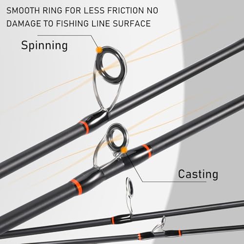 Sougayilang IM6 Graphite Fishing Rod – 2-Piece Casting & Spinning Rod, Stainless Steel Guides with Zirconium Rings, EVA & SuperPolymer Split Handle,Hook Keeper for Bass Walleye Pike - color: Spin, size: 7ft