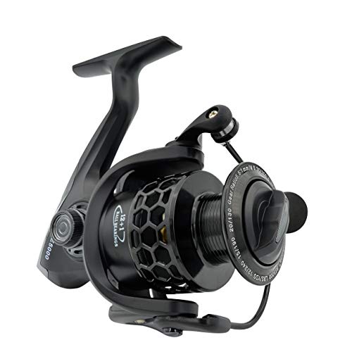 Fishdrops Spinning Fishing Reels 12+1BB Ultra Lightweight Carved Aluminum Spool Reels Affordable Smooth Spinning Reels - size: Size7000