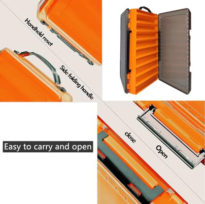 Large Fishing Lure Box Organizer - 18 Compartment Double Sided Fishing Tackle Box for Crankbait Squid Jig Bait Storage (1, White) - color: White