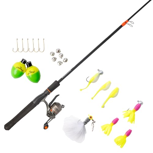 Zebco 33 Micro Trigger Spincast Reel and Fishing Rod Combo, 6-Foot 6-Inch 2-Piece Telescopic Rod, Ultra-Lt Power, Mod Action, Size 10 Reel, 4.3:1 Gear Ratio, 23-Piece Mr. Crappie Tackle Kit, Silver