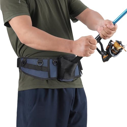 PELLOR Fishing Belt Rod Holder Adjustable Fishing Wading Belt - color: Navy Blue（without Detachable Bag）