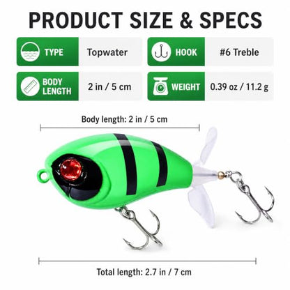 Top Water Lures, Floating Plopper Bait with BKK Hooks – Bass Fishing Lures for Trout, Pike & Other Freshwater & Saltwater Species – Great Fishing Gifts for Men - color: A3-3PCS,2.5in,0.4oz