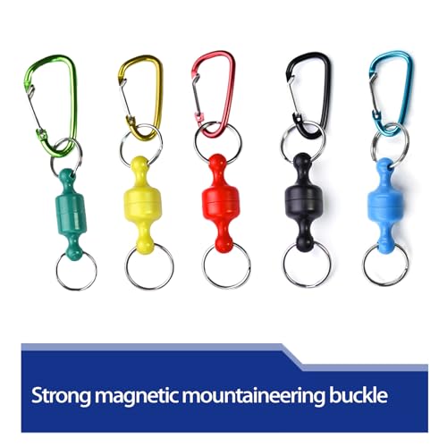 Fishing Strongest Magnetic Net Release Magnet Clip Holder Retractor, Quick Release Keychain with Super Strong Magnet, Fly Fishing Magnetic Buckle Fishing Equipment (5 Pack)