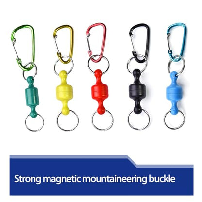Fishing Strongest Magnetic Net Release Magnet Clip Holder Retractor, Quick Release Keychain with Super Strong Magnet, Fly Fishing Magnetic Buckle Fishing Equipment (5 Pack)