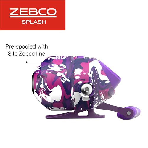 Zebco Splash Spincast Reel and Fishing Rod Combo, Fiberglass Rod, Ball Bearing System, All Metal Gears, 8-Pound Line - color: Tidepool Purple