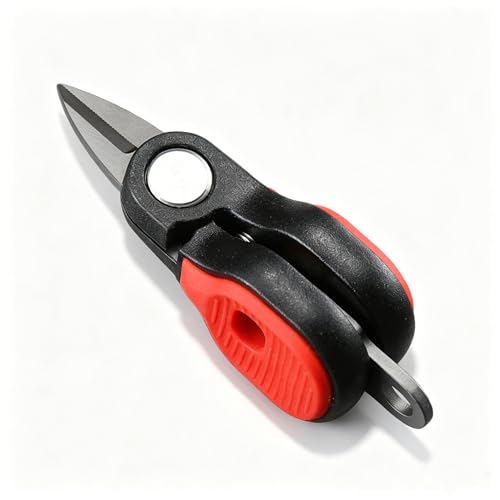 1Pc Mini Stainless Steel Fishing Scissors, Serrated Blade Portable Line Cutter for PE, Nylon & Braided Fishing Line, Compact Lure Tackle Snips for Saltwater Freshwater Use, Red