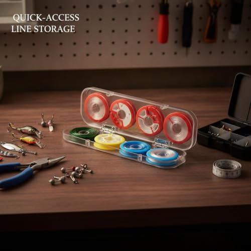 Red Silicone Fishing Line Spool Organizer, Metal Tackle Box Insert for Secure Storage, 8.27 x 2.36 x 0.98 Inches