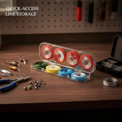 Red Silicone Fishing Line Spool Organizer, Metal Tackle Box Insert for Secure Storage, 8.27 x 2.36 x 0.98 Inches
