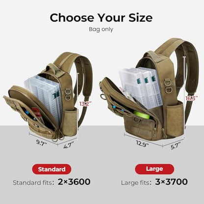 Piscifun Fishing Backpack with Rod Holder, Lightweight Sling Bag Storge Gear and Equipment - color: Khaki Camouflage, size: Standard, style: Urban