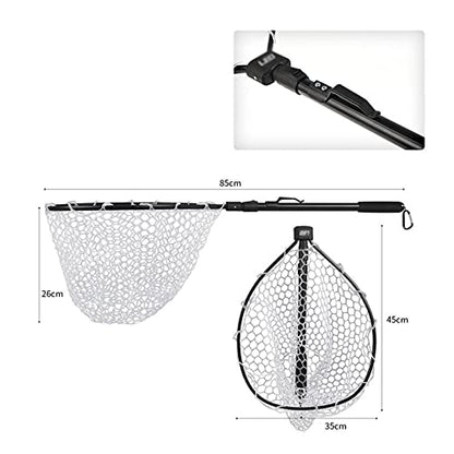 Fish Net Fly Fishing Net Mesh Wooden Handle Nylon/Rubber Landing Net Catch and Release Holder Basket Combo Kit Trout FishingTools Dip Net (Color : 37x33cm) - color: 37x33cm