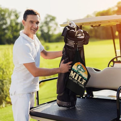 Fishing Microfiber Golf Towel, 16x24 Waffle Pattern with Carabiner Clip, Tri-Fold Large Golf Ball Towels, Golf Bag Accessories for Men Women, Golf Gift