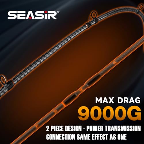 SEASIR CastX Medium Heavy Fishing Rod, Medium Light Spinning Casting Rod, 2 Piece Baitcasting Rod, Saltwater Freshwater Baitcaster Rod, Fast Action, 40T Carbon Fiber, EVA & Cork Grip, Zirconia Ring - style: 1.83m/C602-ml