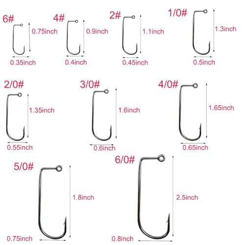 50pcs/100pcs Aberdeen 90 Degree Fishing Jig Hooks Long Shank Forged Barbarian Hooks High Carbon Steel Fishing Hooks for Freshwater & Saltwater Size: 6#-6/0# - size: 4#-100pcs