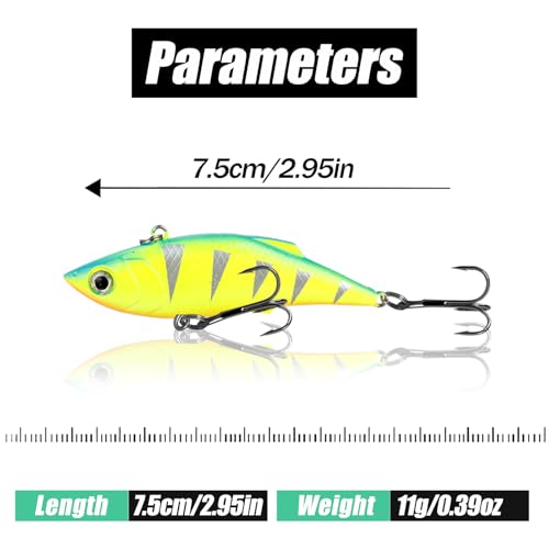 Lipless Crankbait Rattle Trap Fishing Lures Topwater Bass Fishing Lures for Walleye Trout Musky Long Casting Distance Freshwater Saltwater 2.96in/0.39oz FS/YE-06 - style: A2,5pcs