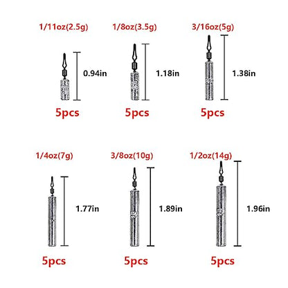 Fishing Weights Sinkers Set, 30/27/45pcs Drop Shot Fishing Weight for Saltwater Freshwater Bass Fish - size: 1/8oz(3.5g)-30 PCS
