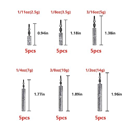 Fishing Weights Sinkers Set, 30/27/45pcs Drop Shot Fishing Weight for Saltwater Freshwater Bass Fish - size: 3/16oz(5g)-30 PCS