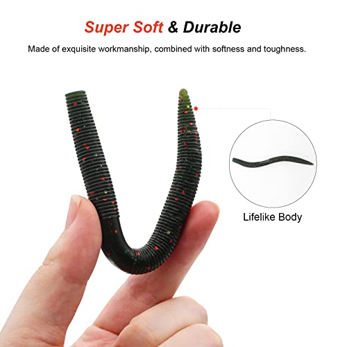 Ned Rig Kit for Bass Fishing – 25pcs/40pcs/60pcs/133pcs Finesse Soft Plastic Worms, Stick Baits, Swimbaits Lures with Shroom Ned Jig Heads, Complete Lure Set for Freshwater Fishing - color: 133pcs