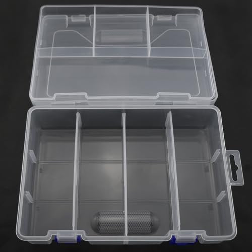 9x6x2.3inch PP Plastic Divided Storage Container Transparent Fishing Gear Box Organiser Waterproof Compartment Organiser DIY Craft Organiser
