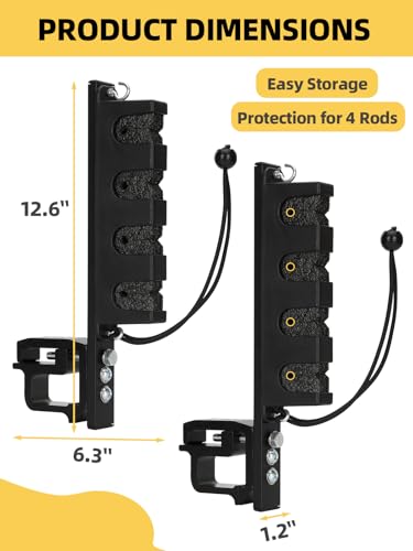 Upgraded Fishing Rod Holder for Truck Bed, Holds 4/6 Rods, Secure C-Clamp No-Drill, Horizontal/Vertical Mount, Fishing Rod Holder Fits Most Pickup Trucks, 1 Pair
