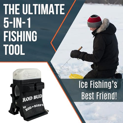Rod Bud - The Ultimate 5 in 1 Fishing Tool, Perfect for Ice, Fly and Summer Fishing! (Line Cutter, Hook Eyelet Threader, Hook Eyelet Cleaner, Line Trimmer, Hook Sharpener)