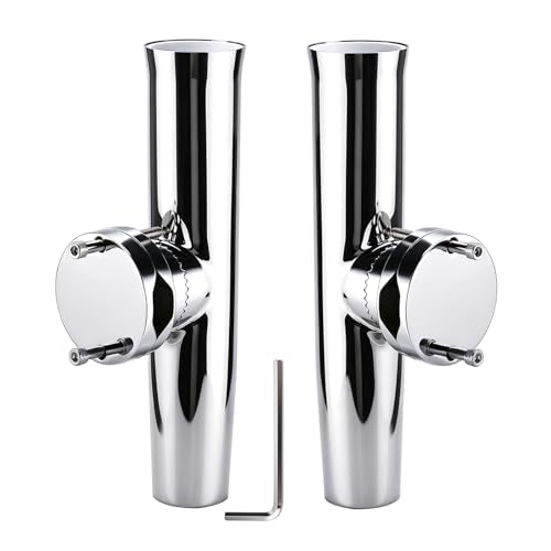 NovelBee 2pcs Boat Fishing Rod Holder,Stainless Tournament Style Clamp on Fishing Rod Pole Holder for Rails 1-1/4" to 2"
