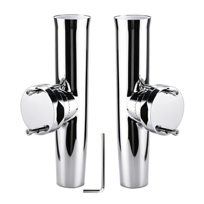 NovelBee 2pcs Boat Fishing Rod Holder,Stainless Tournament Style Clamp on Fishing Rod Pole Holder for Rails 1-1/4" to 2"