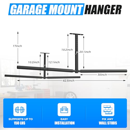Stainless Steel Ceiling Storage Rack, 10"-18" Height Adjustable,Kayak Overhead Garage Storage Rack, Holds 200 lbs, for High-Altitude Storage of Kayaks, Surfboards, Canoes, Skis, and Ladders - style: Double