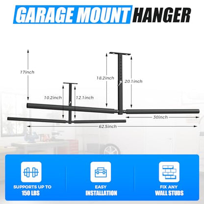 Stainless Steel Ceiling Storage Rack, 10"-18" Height Adjustable,Kayak Overhead Garage Storage Rack, Holds 200 lbs, for High-Altitude Storage of Kayaks, Surfboards, Canoes, Skis, and Ladders - style: Double