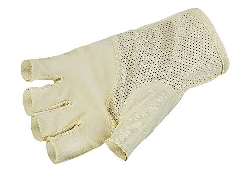 JIAHG Women Men's Driving Gloves Summer UV Sun Glove Non Slip Touchscreen Cotton Gloves Outdoor Sunblock Mittens for Cycling - color: Cotton-beige Half figner