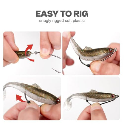 Weedless Swimbait Hooks with Screw Lock & Bait Stopper- 1/0 2/0 3/0 4/0 5/0 6/0 7/0 Sizes Worms Hooks for Bass Fishing - size: 5/0 - 40Pack
