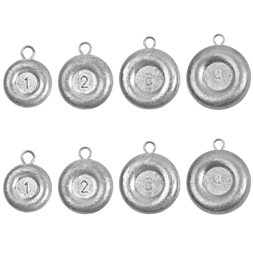 Disc Sinkers Fishing Weights Coin Weight Saltwater Fishing Weight sSinker Surf Fishing Inline Trolling Bottom Drifting Catfish Weight Sinker Fishing Tackle Gear 1oz 2oz 3oz 4oz 5oz 6oz 8oz - style: 1oz 2oz 3oz 4oz - 8pcs