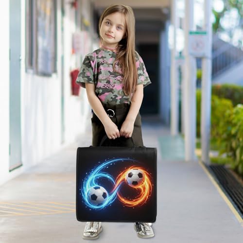 Soccer Ball Black Zipper Binder Bag 3 Ring with Shoulder Strap Zippered Binder Fits 13 Inch Laptop File Folder Document Organizer for College Office Supplies - color: Soccer Ball Black